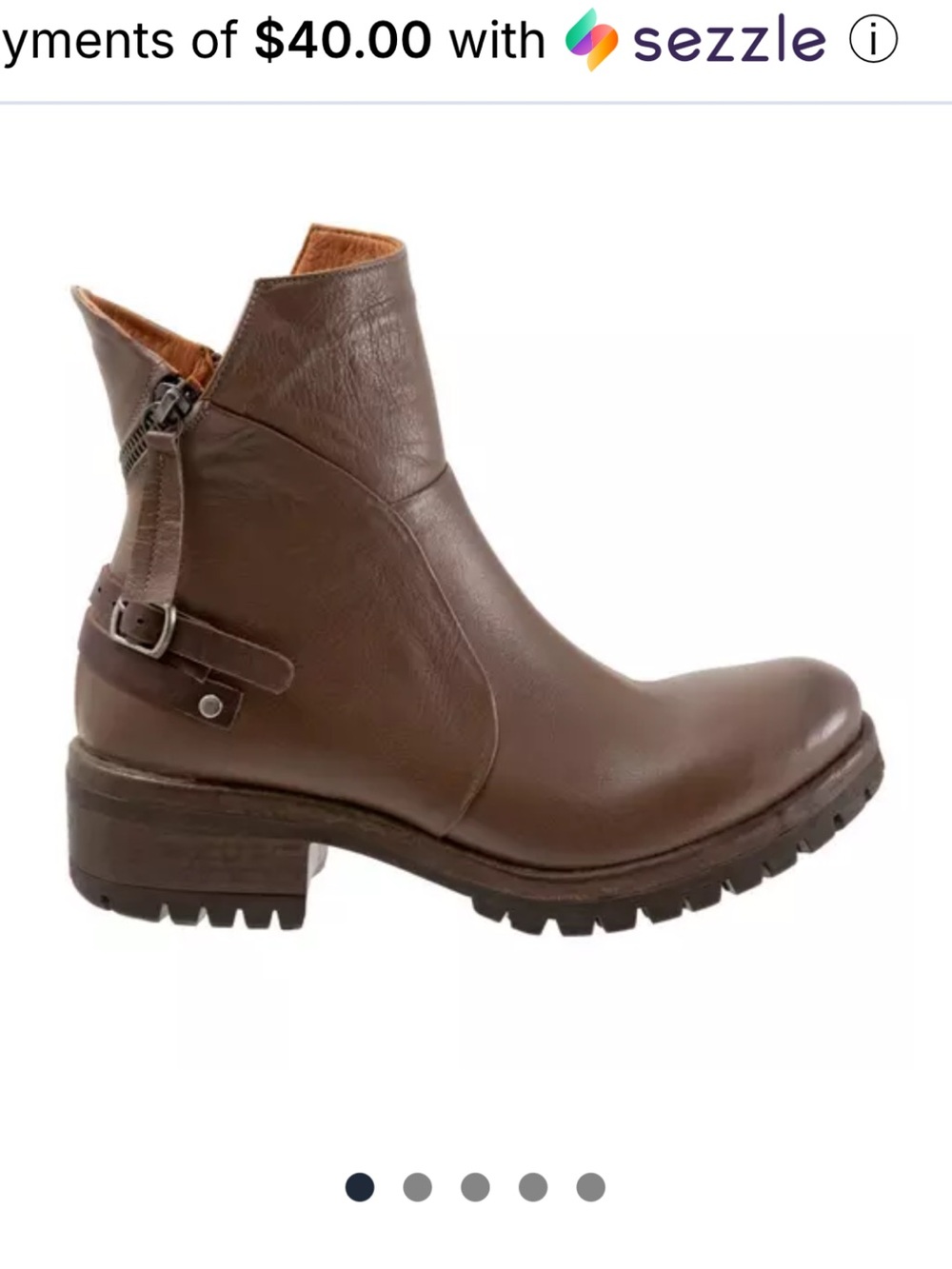 Bueno Taupe Leather Ankle Boots with Buckle Accent